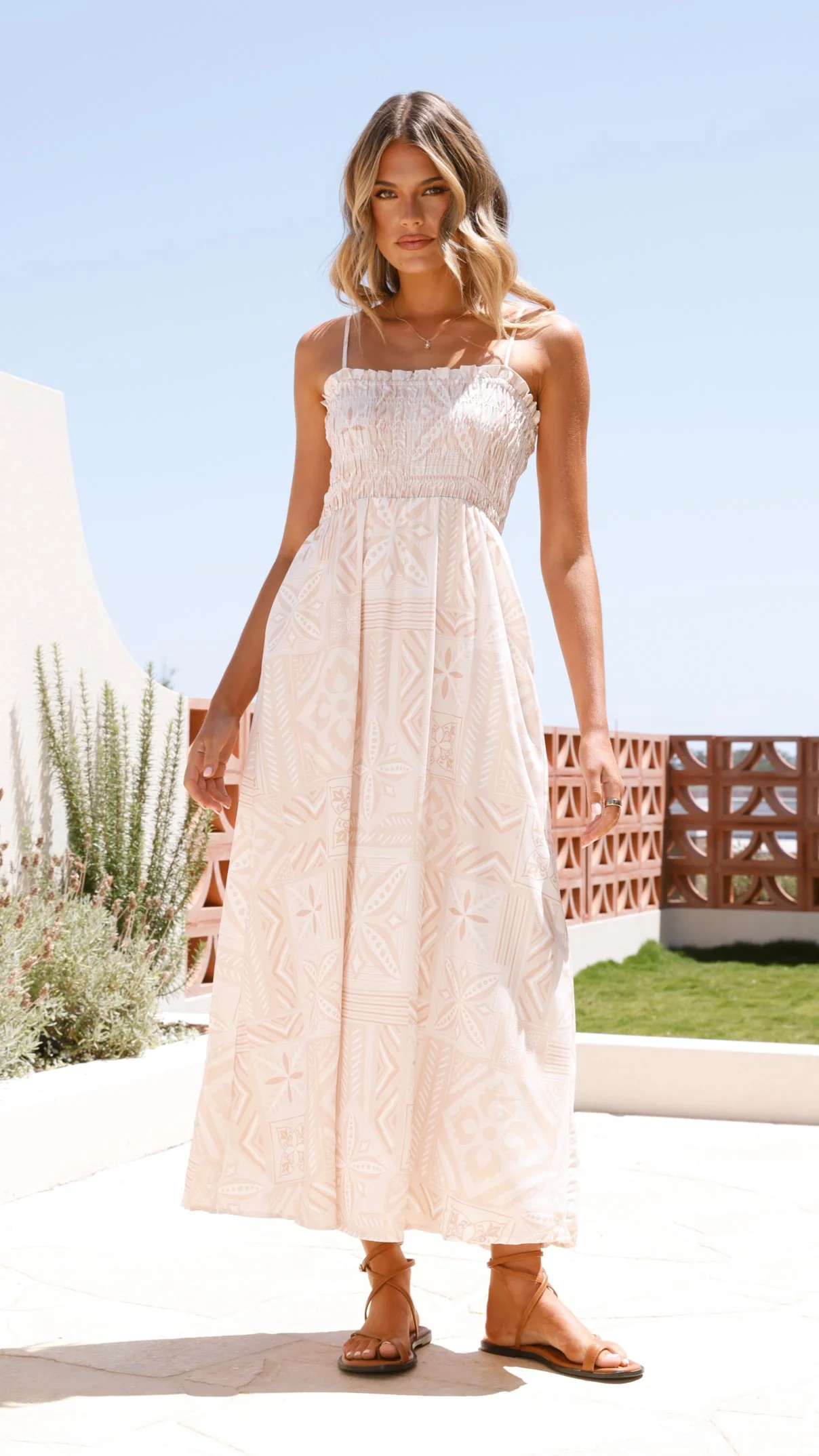 Acelin Midi Dress - Beige Summer