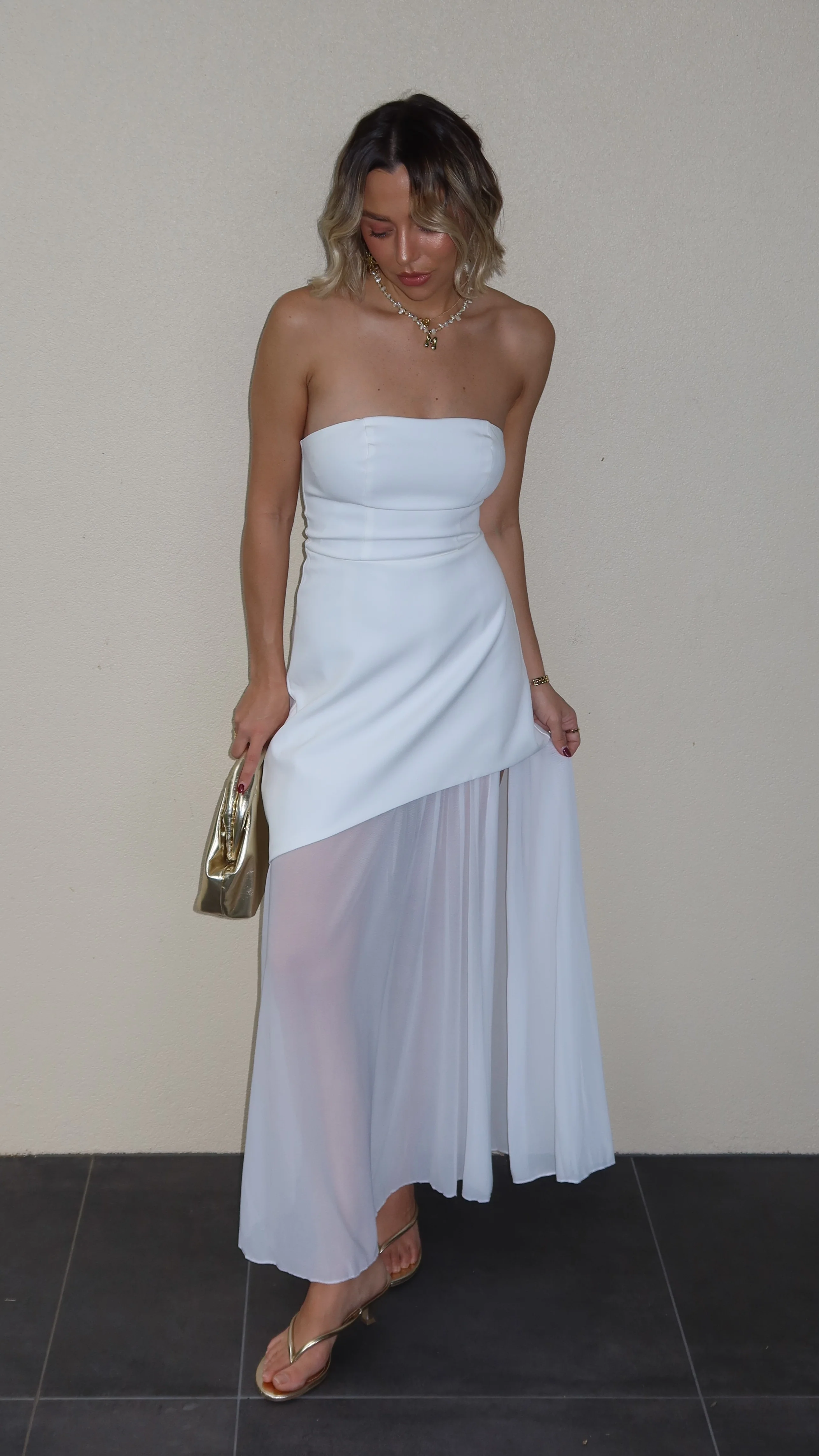Fenella Asymmetrical Maxi Dress - White