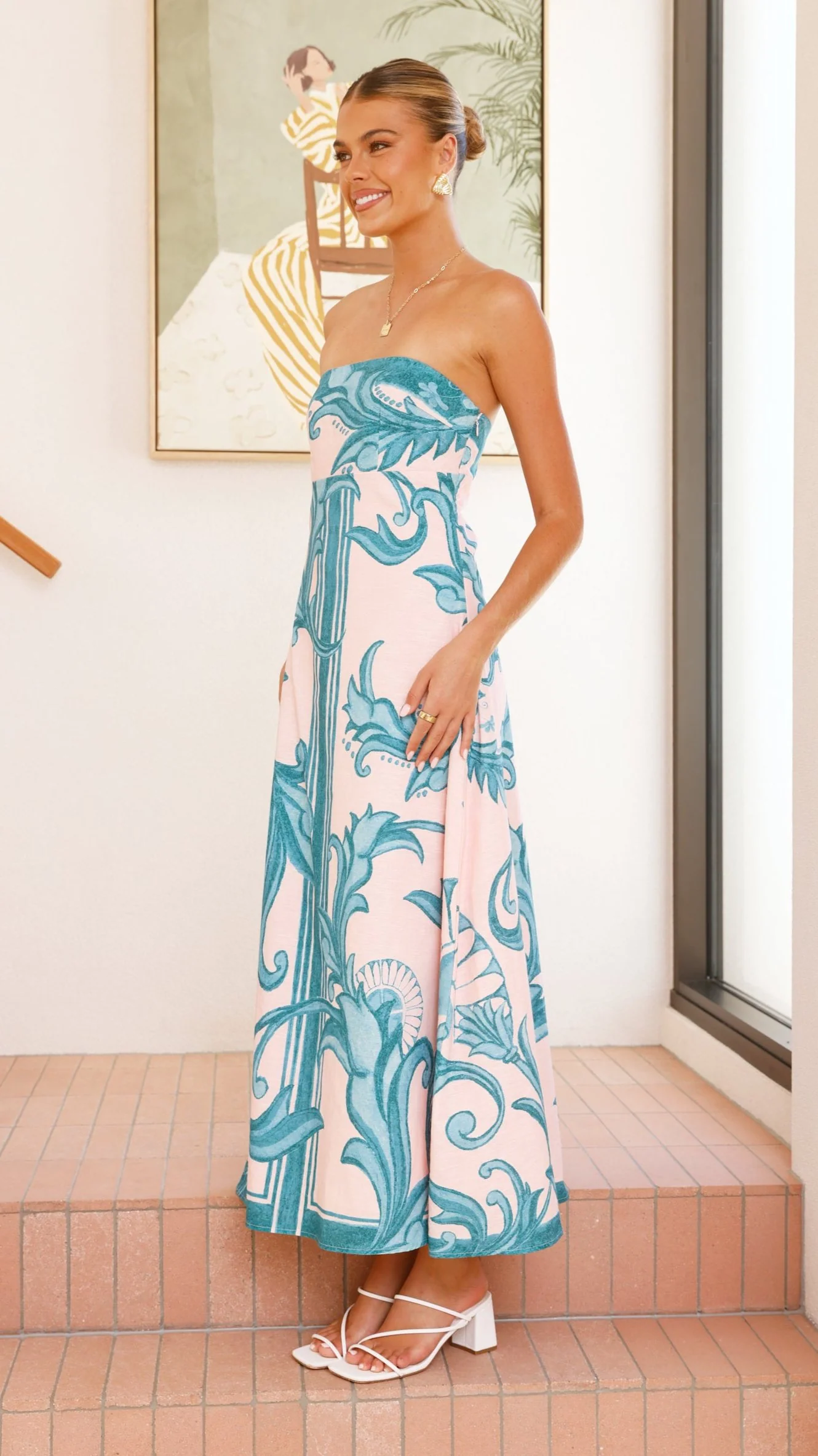Madra Maxi Dress - Aqua / Pink Zayna