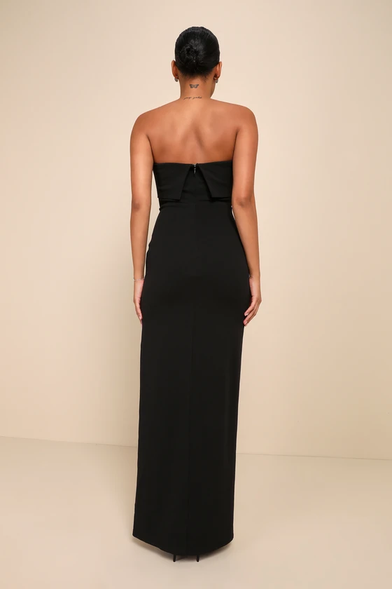 Classy Consideration Black Strapless Maxi Dress