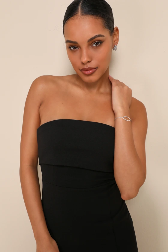 Classy Consideration Black Strapless Maxi Dress