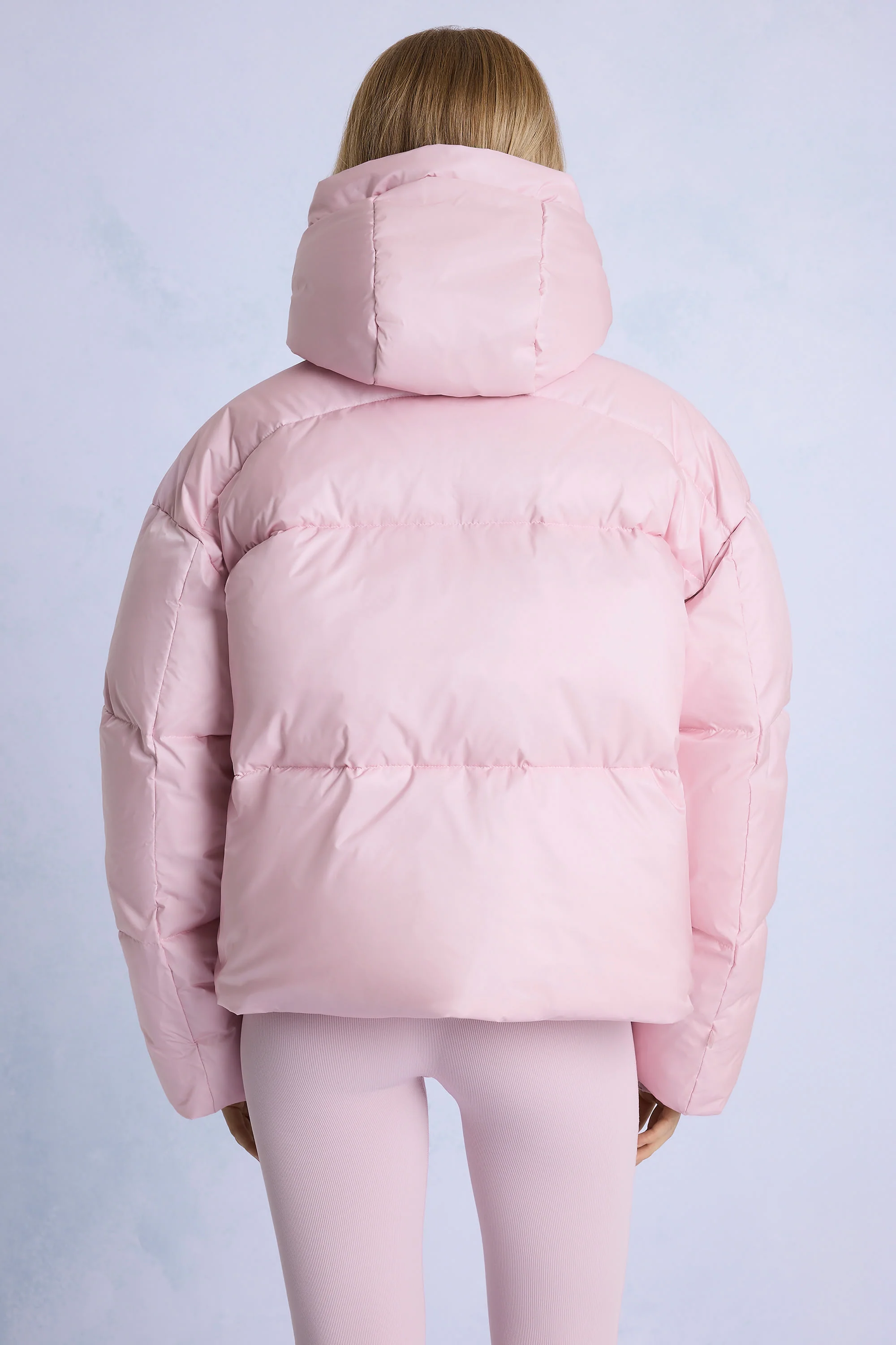Waterproof Cropped Oversized Ski Jacket in Powder Pink