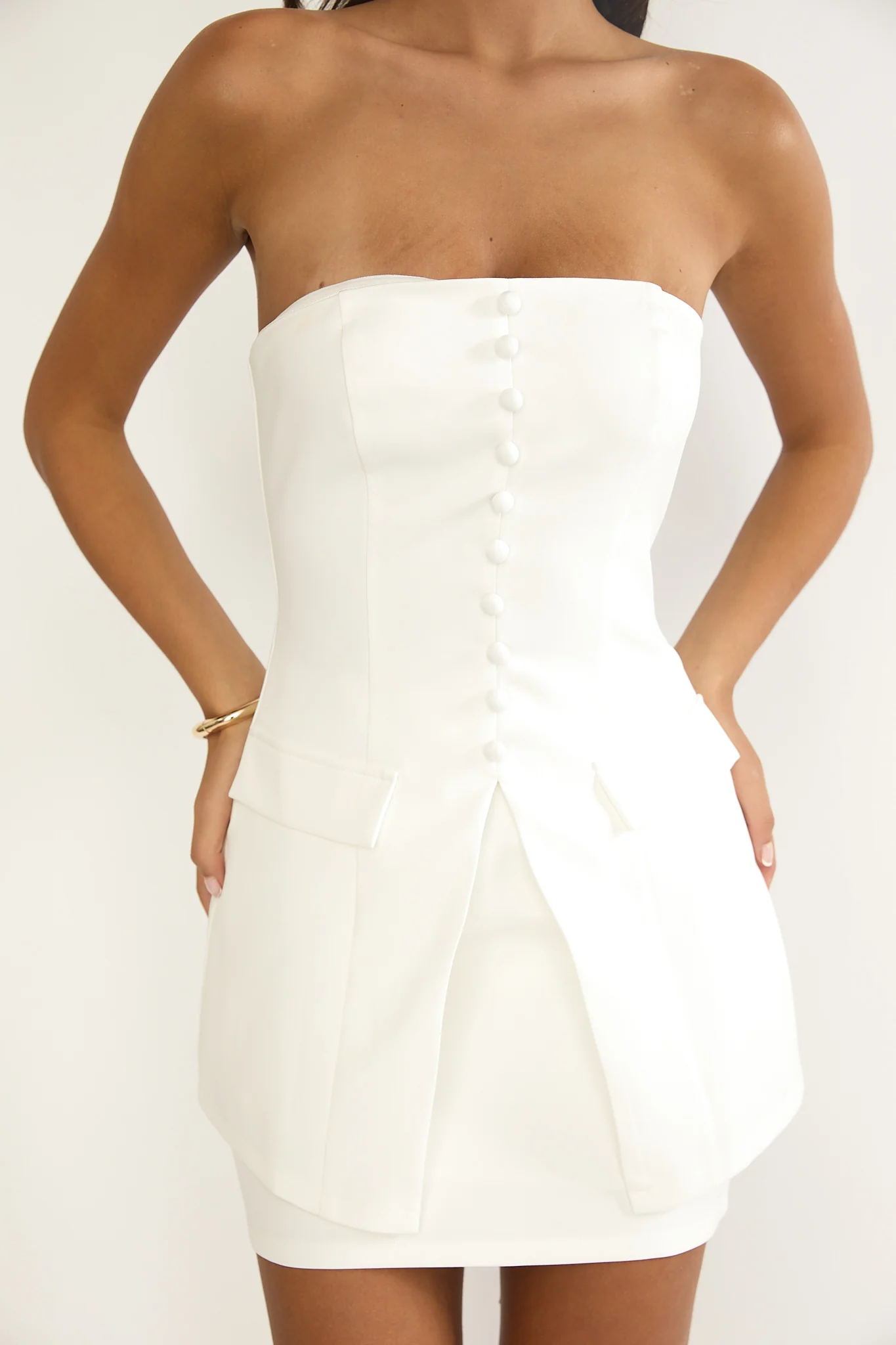 Ilara Strapless Longline Top White