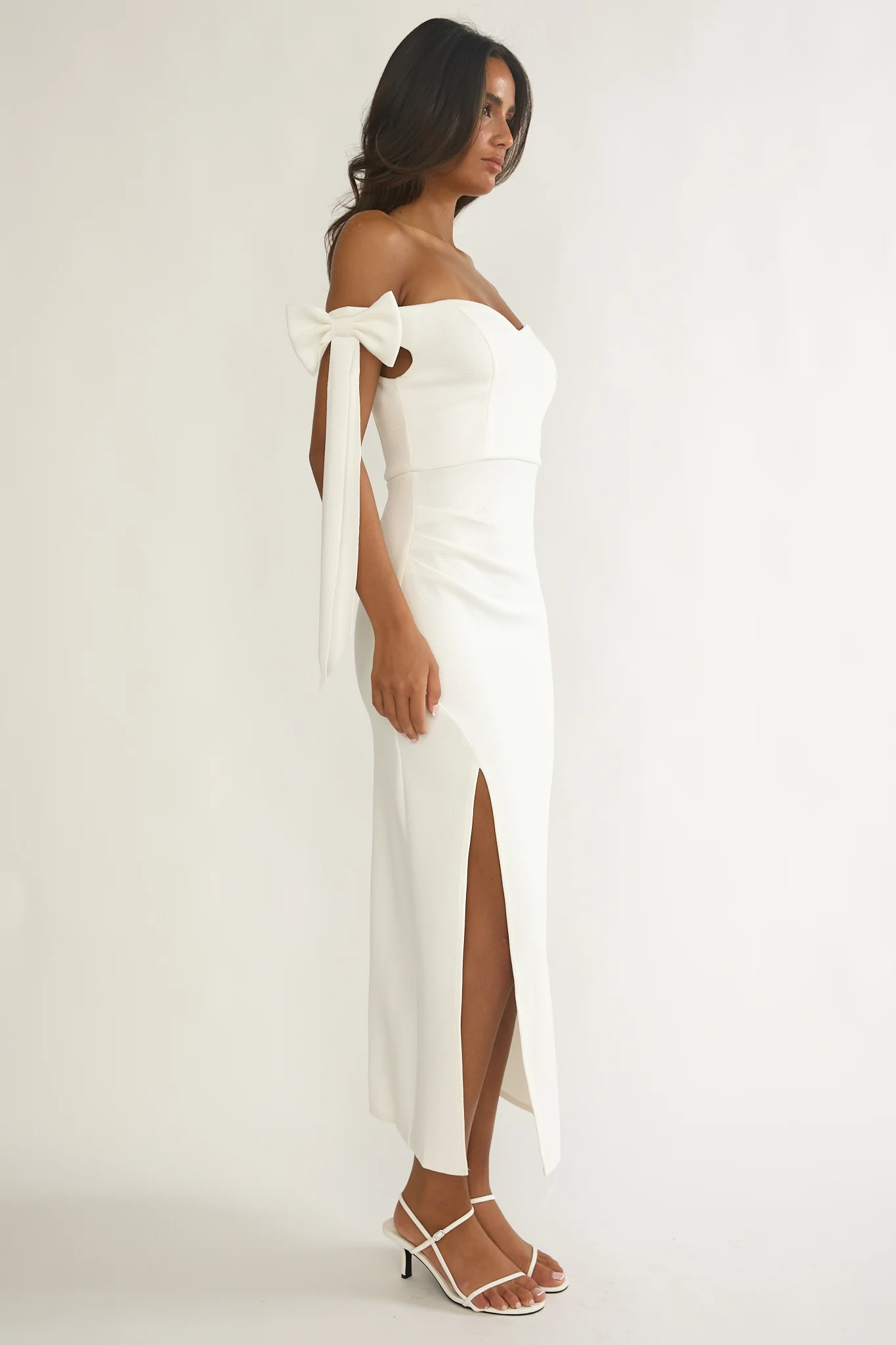 Have Faith Off-Shoulder Bow Sleeve Maxi Dress White