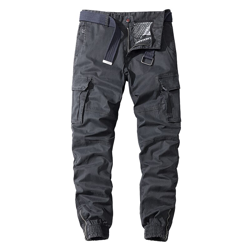 Men's Military Trousers Casual Cotton Solid Color Cargo Pants Men Outdoor Trekking Traveling Trousers Multi-Pockets Work Pants