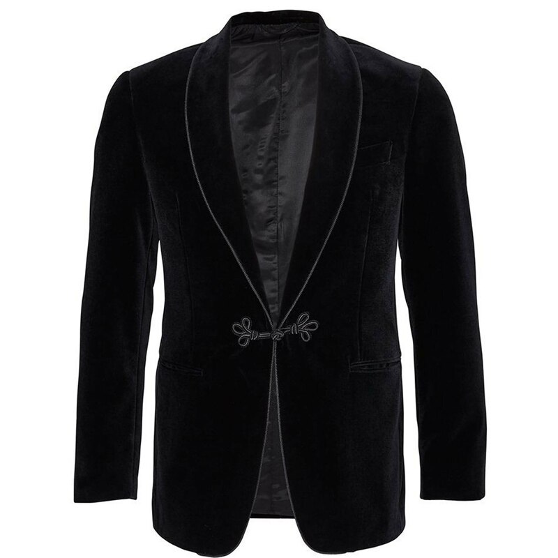 Black Velvet Smoking Jackets Shawl Lapel Loose Vintage Blazer for Dinner Party Prom Male Suit Coat (1 Jacket) 2022