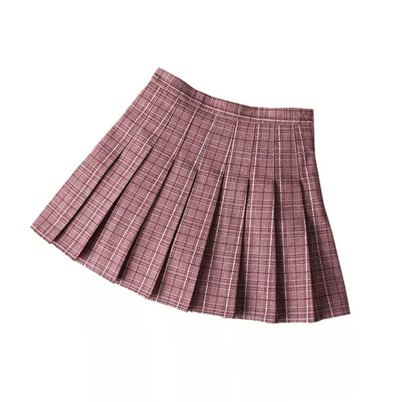 Summer Women Pleated Skirts High Waist Female Plaid Mini Skirt Sweet Cute Ladies Girls Dance Skirt Preppy Style Pleated Skirts