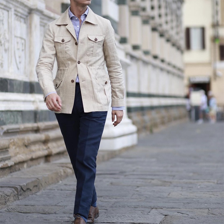 Cotton Linen Cargo Jackets Men New Multi Pockets Outdoor Jacket Coat Spring Fashion Causal Streetwear Work Jacket Outwear