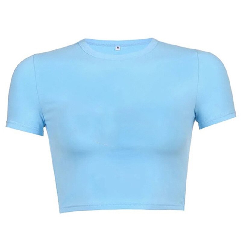 Sweet Purple Short Sleeve Women Casual T Shirts Basic O Neck All Match Crop Top Soft Bodycon Korean Fashion Tees Blouse
