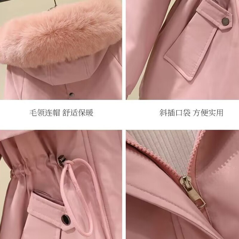 Parkas Fashion Short Coat Fleece Lining Winter Jacket Woman Warm Fur Lining Winter Female Puffer Jacket Parkas Mujer New