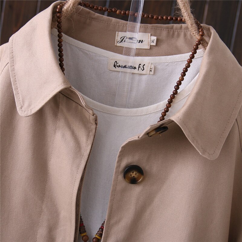 Fashion Spring Autumn Cotton Trench Coat Women Single-Breasted Outerwear Student Casual Tops Female Windbreaker Women Clothing