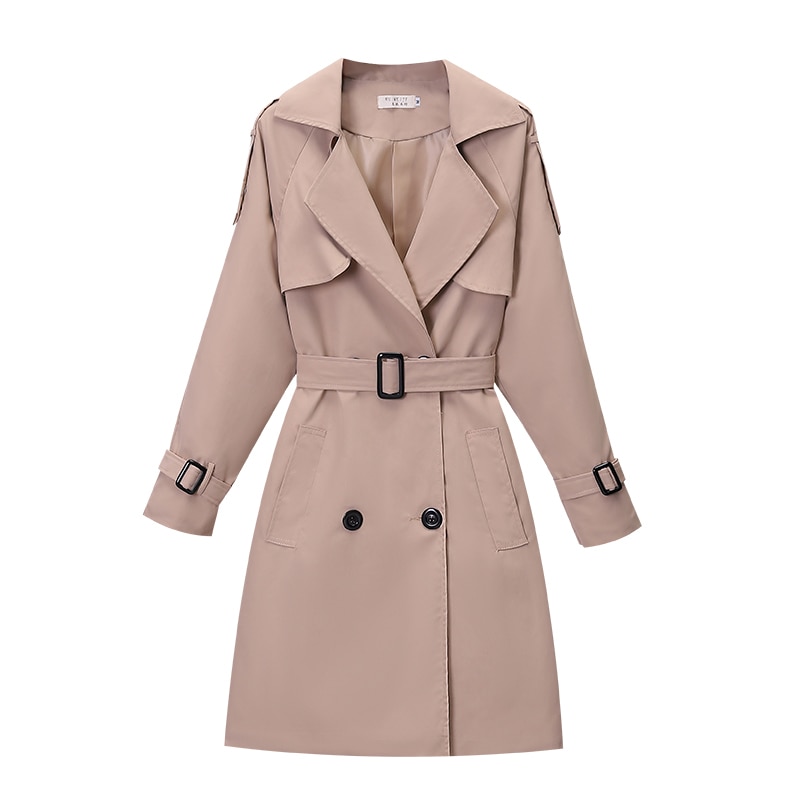 Large size 4XL Women's Trench Coat Khaki Slim Double-breasted Ladies Outwear With belt Female Casual Windbreaker Autumn New