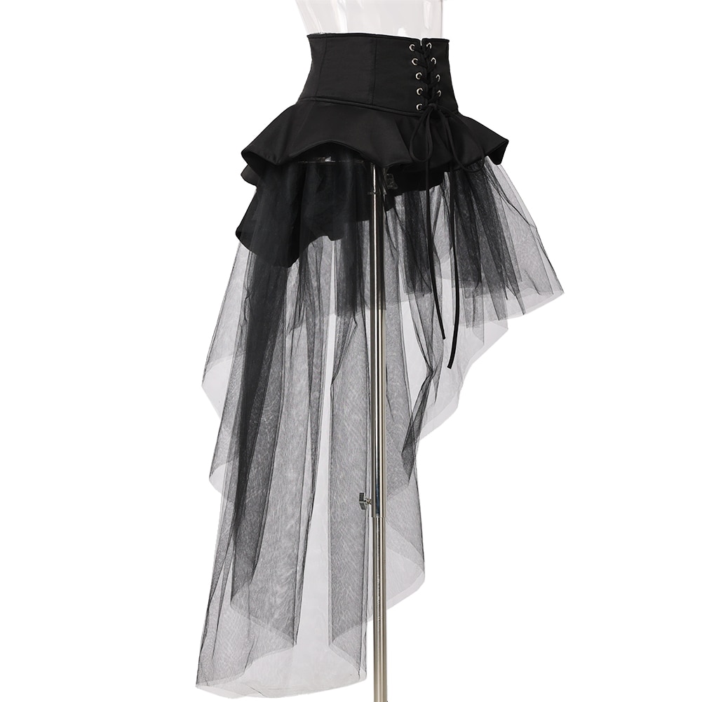 Women Gothic Punk Corset Skirt Irregular Steampunk Cocktail Mermaid Tulle Belt Skirts