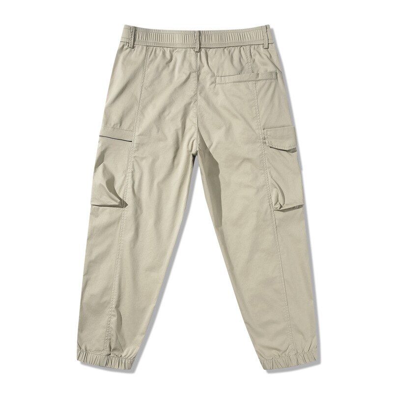 New Cotton Men Multiple Pockets Cargo Pants Korean Style Male Casual Loose Elasticity Waist Slim Fit Pencil Outdoor Hard Trouser