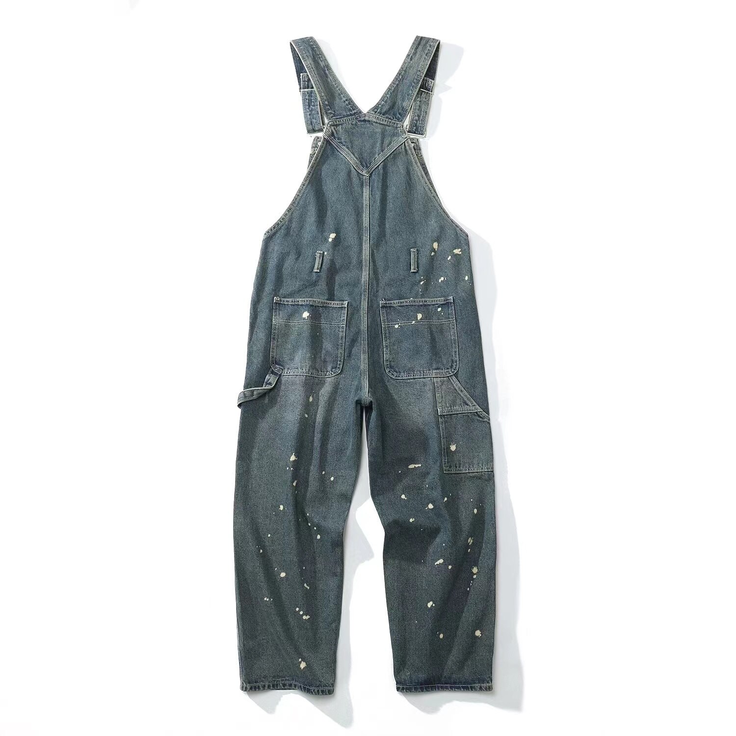 Baggy Retro Men's Denim Overalls Men's Overalls Jumpsuit Autumn Casual Straight Denim Pants Large Size Fashion Trousers