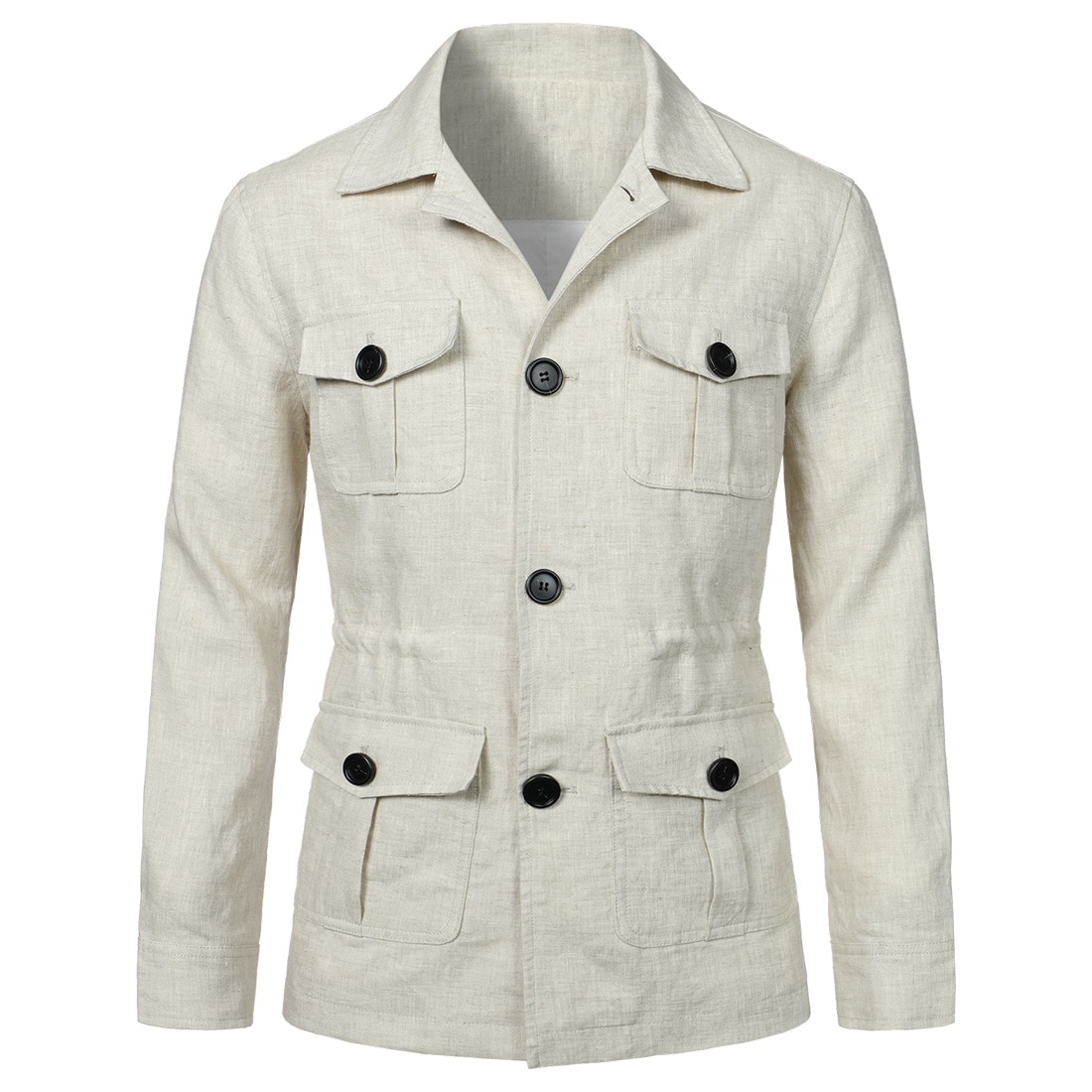 Cotton Linen Cargo Jackets Men New Multi Pockets Outdoor Jacket Coat Spring Fashion Causal Streetwear Work Jacket Outwear