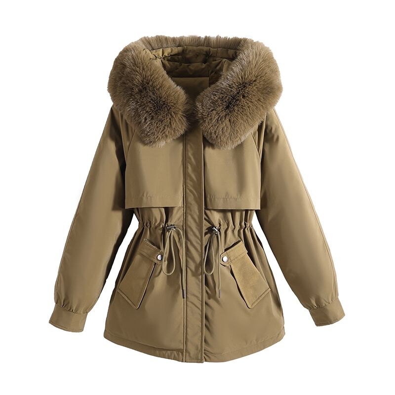 Parkas Fashion Short Coat Fleece Lining Winter Jacket Woman Warm Fur Lining Winter Female Puffer Jacket Parkas Mujer New