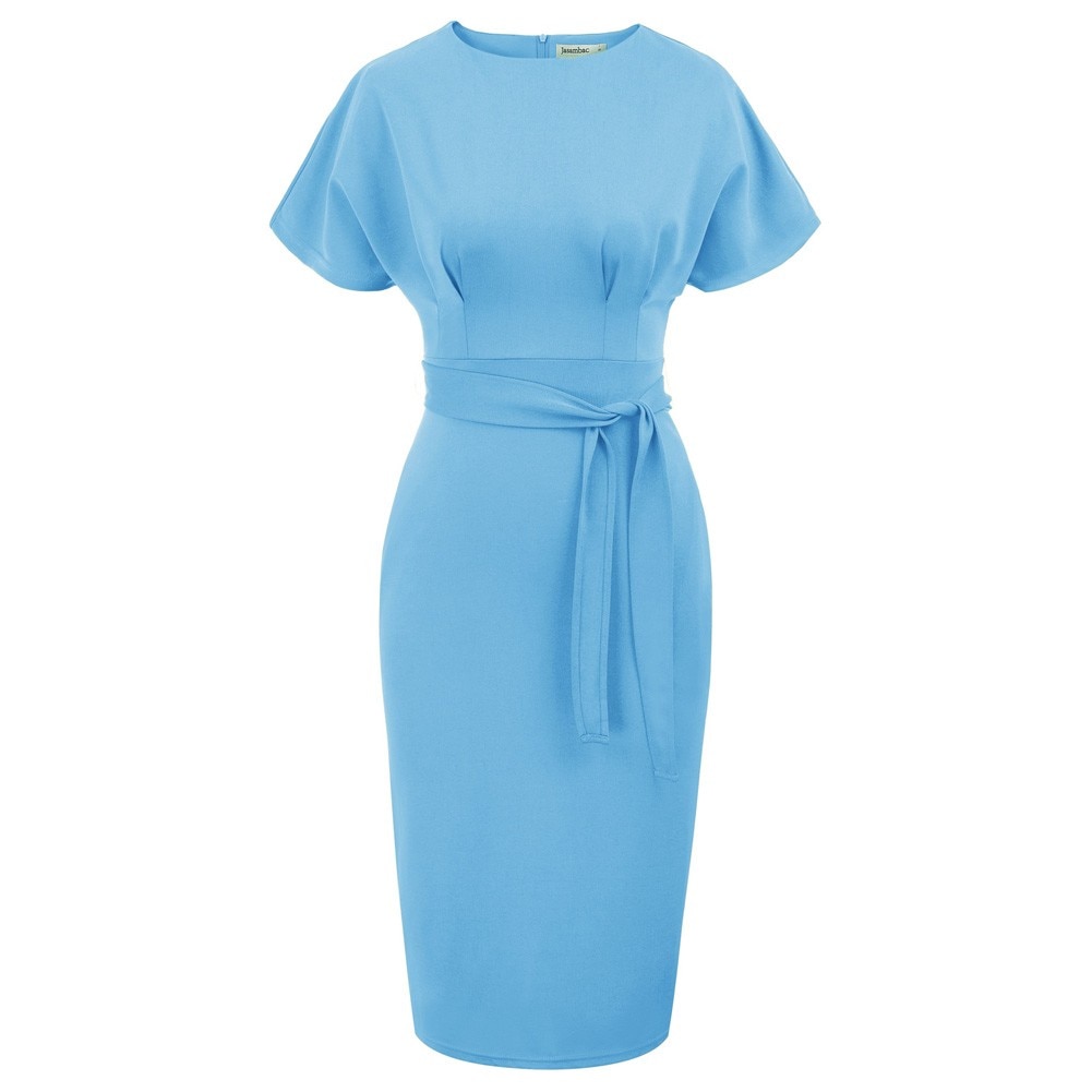 Women's Dresses Short Raglan Sleeve Pencil Dress Scoop Neck Belt Decorated Summer Sexy Elegant Fitting Office Dresses Party