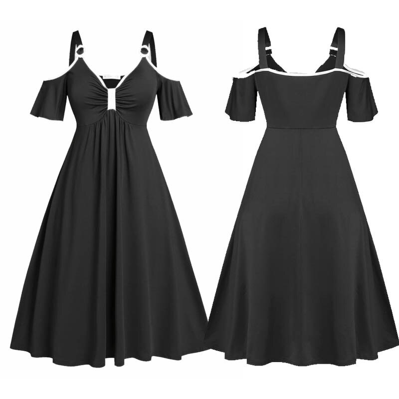 Strapless Strap Cold Shoulder Short Sleeve Split Maxi Dresses Hollow Out Bandage Party Dress Sleeveless High Neck