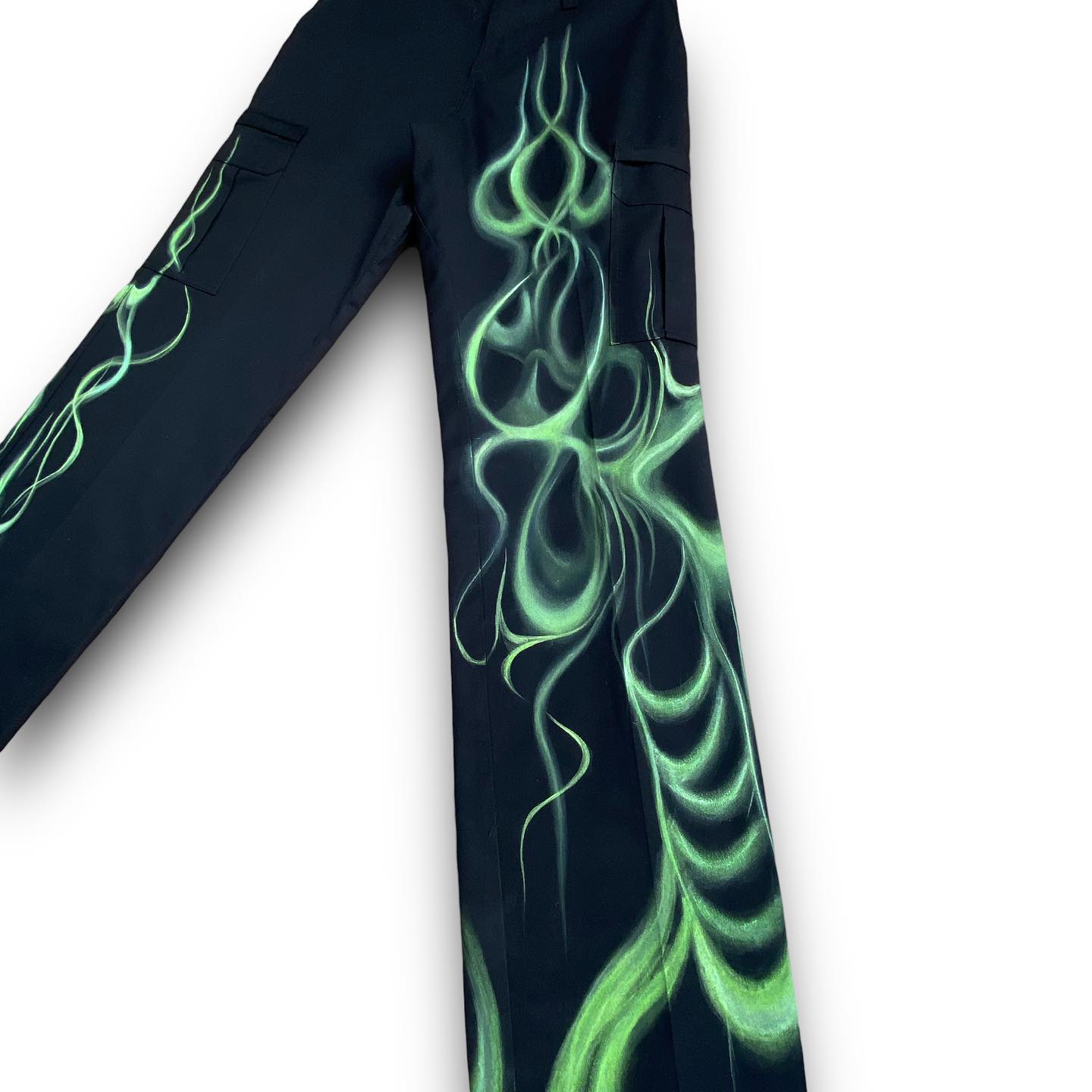 Pants Jeans Hip Hop Abstract Graphic Print Black Multi Pocket Cargo Pants Men New Punk Rock Wide Leg Pants Streetwear