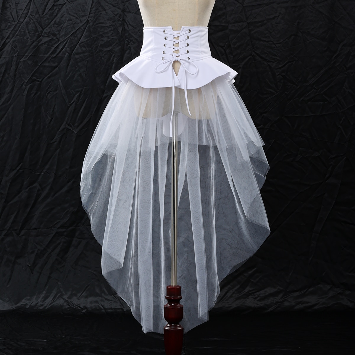 Women Gothic Punk Corset Skirt Irregular Steampunk Cocktail Mermaid Tulle Belt Skirts