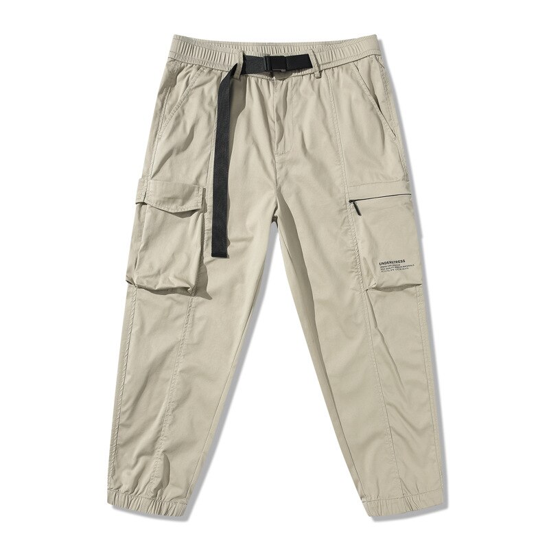 New Cotton Men Multiple Pockets Cargo Pants Korean Style Male Casual Loose Elasticity Waist Slim Fit Pencil Outdoor Hard Trouser