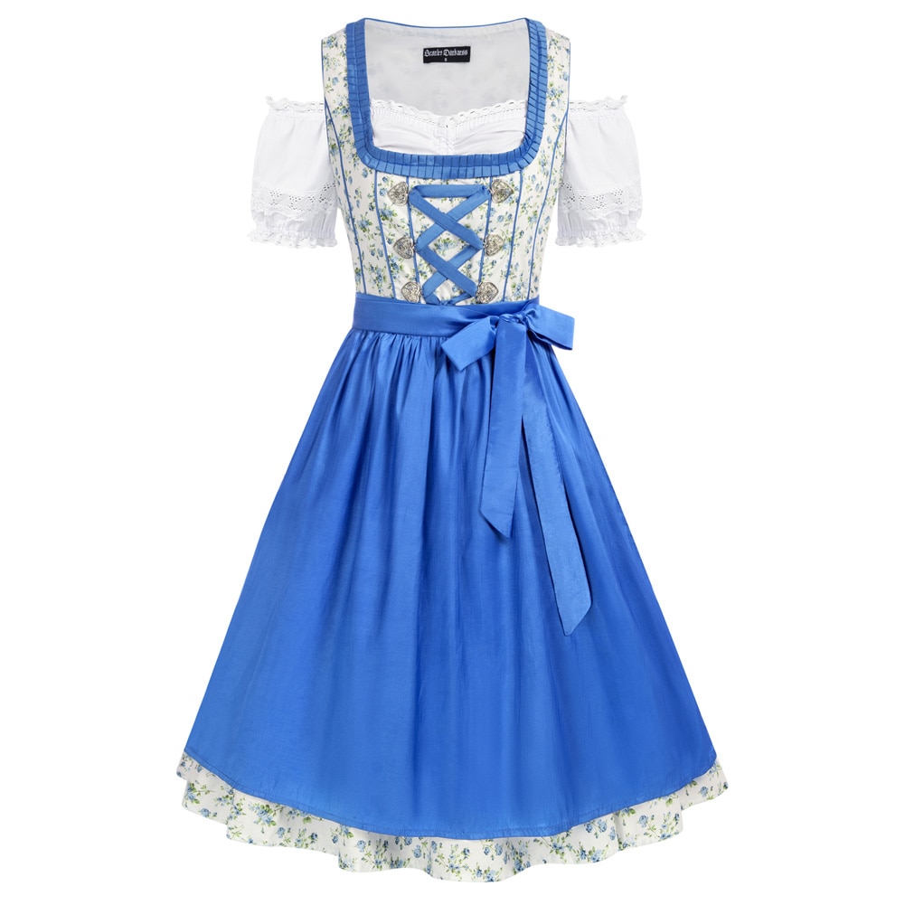 Women 3pcs Set German Bavarian Oktoberfest Costumes Tops+Cotton Dress+Apron Traditional Beer Girl Sculpting Stage Costume A30