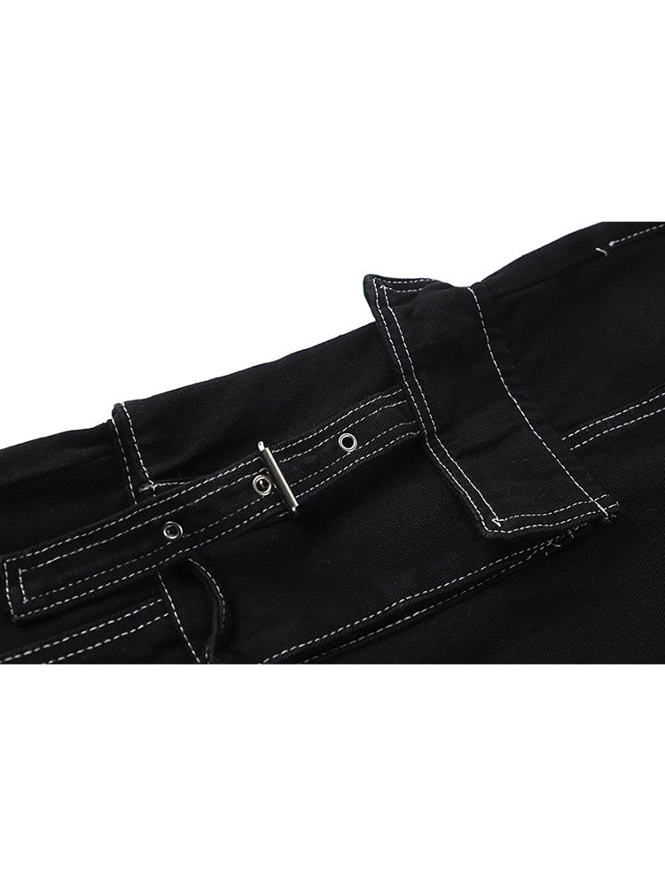 Baggy Jeans Women Cargo Pants Vintage High Waist Streetwear Denim Pants Black Gothic Clothes Pockets Straight Wide Leg Trousers