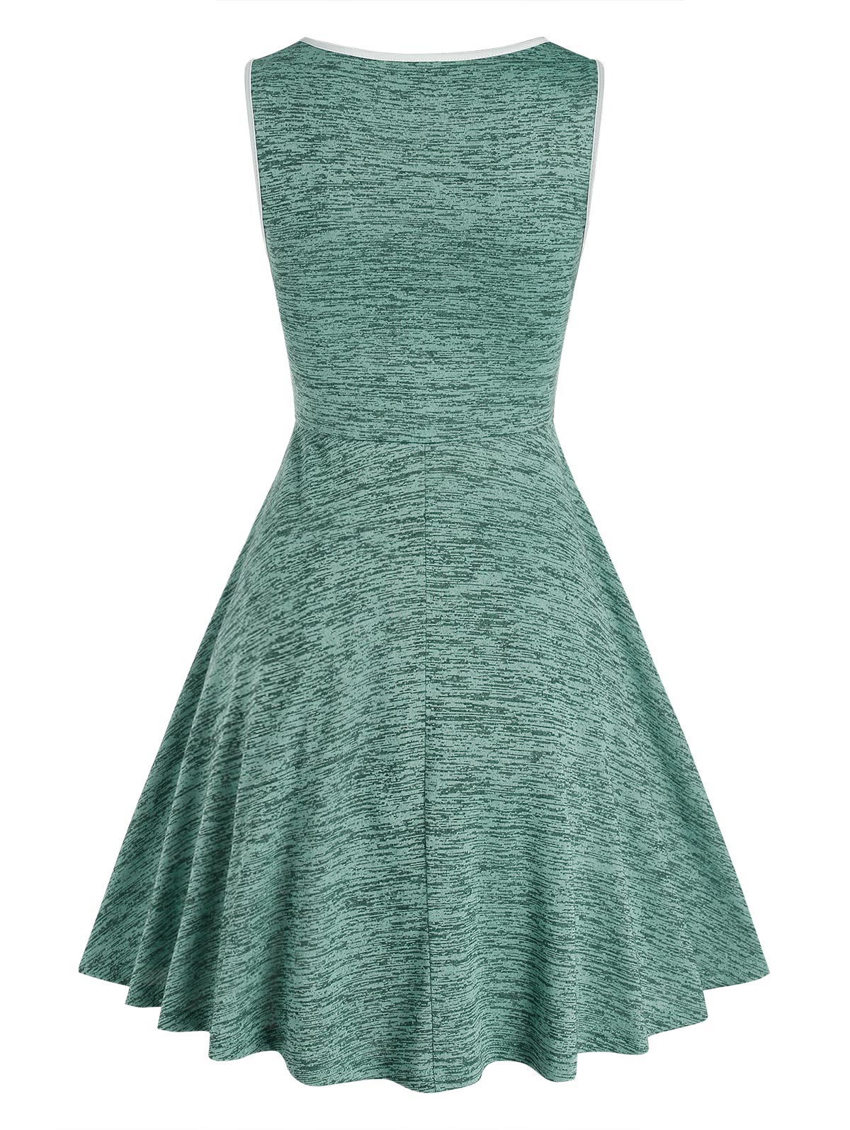 Sleeveless Cutout Space Dye Dress Flare A Line Drawstring Vestido Feminino