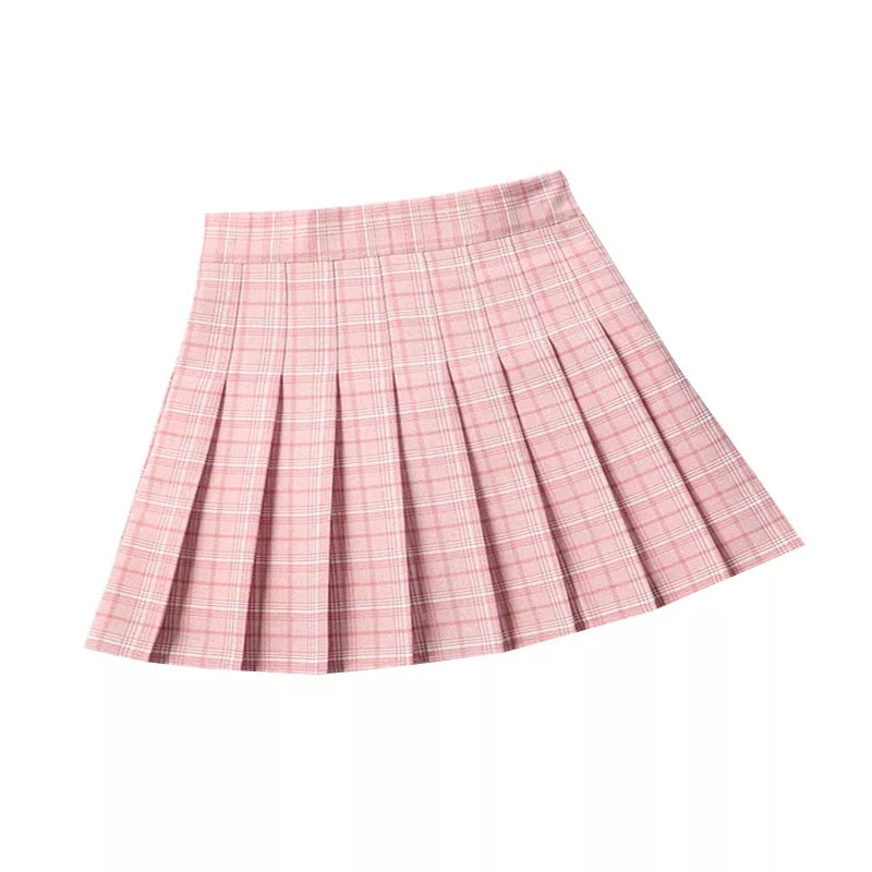 Summer Women Pleated Skirts High Waist Female Plaid Mini Skirt Sweet Cute Ladies Girls Dance Skirt Preppy Style Pleated Skirts
