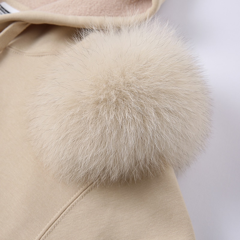 New Arrival Autumn Winter Hoodie Women Fleece Pullover With Hood Real Fox Fur Lady Coat Jackets S5185
