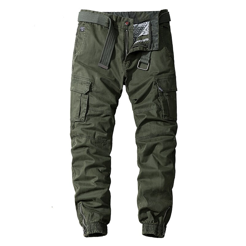 Men's Military Trousers Casual Cotton Solid Color Cargo Pants Men Outdoor Trekking Traveling Trousers Multi-Pockets Work Pants