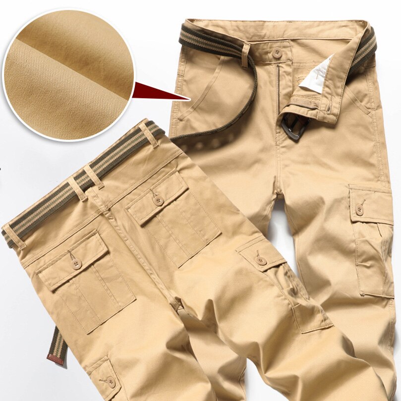 Cotton Cargo Pants Men's Loose Straight Multi-Pocket Wearable Work Pants Military Army Trousers