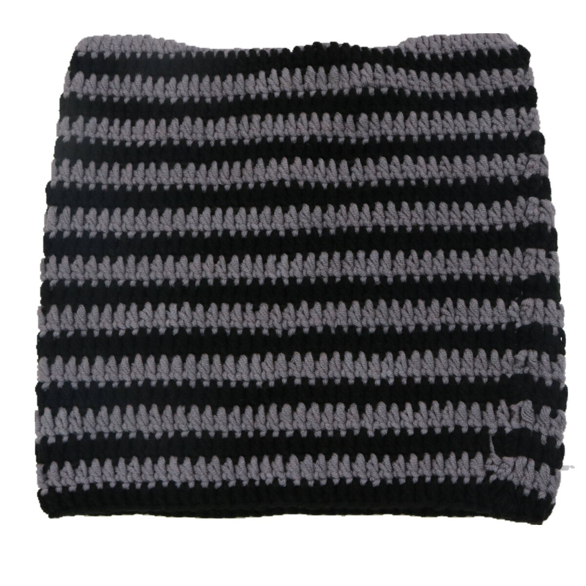 Cute Cat Ears Beanie Hats for Women Winter Striped Korean Punk Gothic Y2K Wool Knitted Streetwear Handmade Crochet Bucket Cap