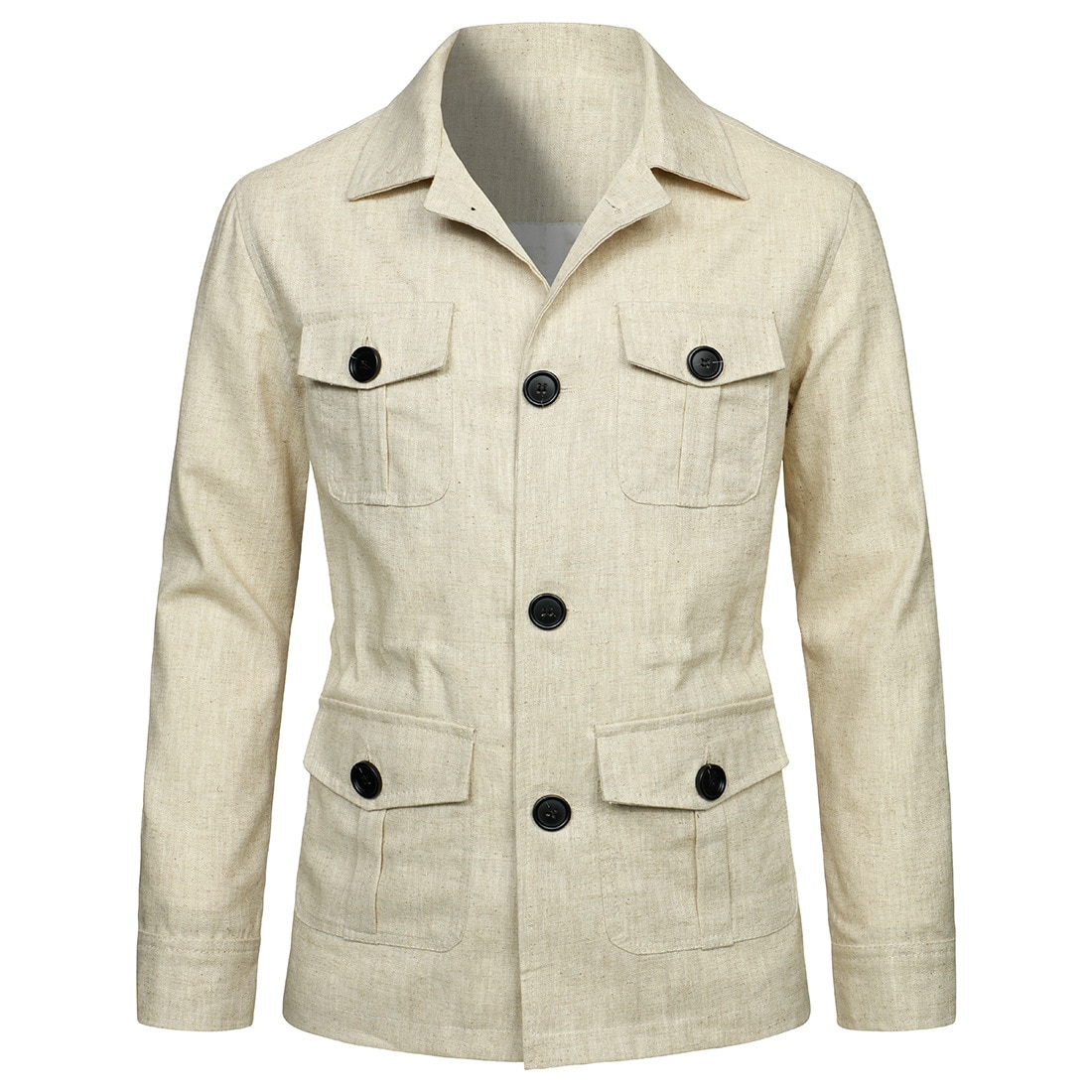 Cotton Linen Cargo Jackets Men New Multi Pockets Outdoor Jacket Coat Spring Fashion Causal Streetwear Work Jacket Outwear