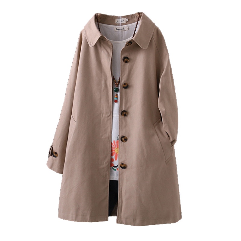 Fashion Spring Autumn Cotton Trench Coat Women Single-Breasted Outerwear Student Casual Tops Female Windbreaker Women Clothing