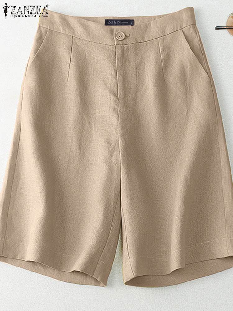 Fashion Summer Shorts Women Causal High Waist Cotton Shorts Elegant OL Work Short Pants Oversize Solid Baggy Pantalon