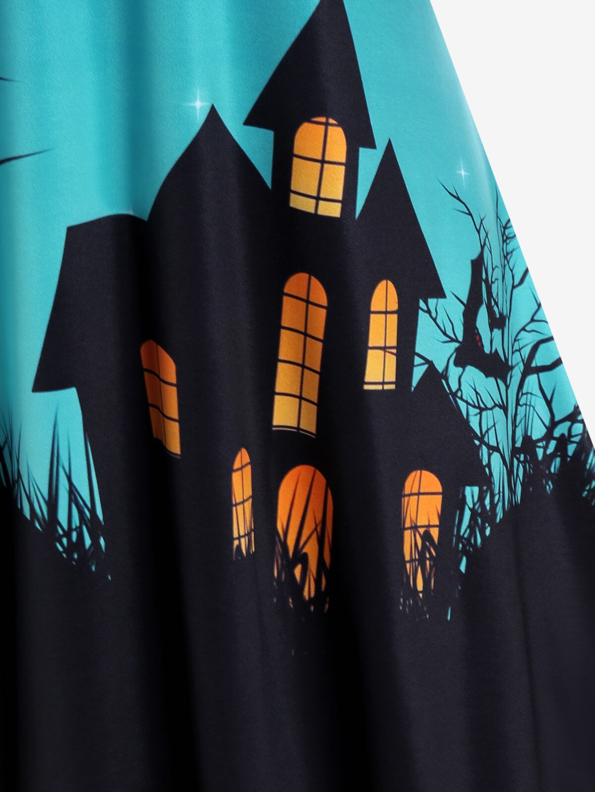 Plus Size Women V-Neck Dresses Gothic Halloween Pumpkin Bats Printed Crisscross Knee Length Dress Vestidos Black 5XL