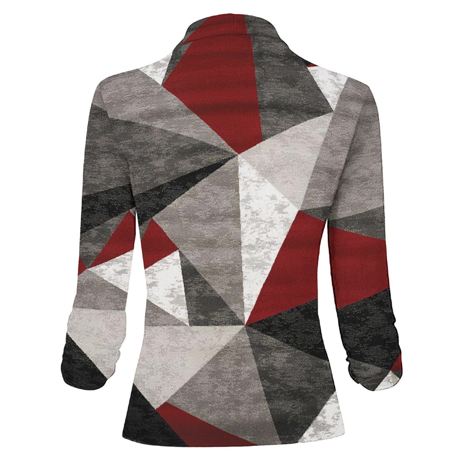 Blazer Coat Women Casual Print Three Quarter Sleeve Suit Open Front Notched Collar Suit Cardigan Coats for Women Fashion