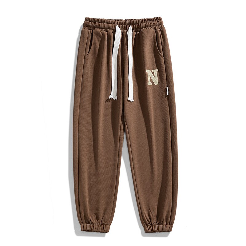 Men Spring Black Pant Drawstring Polyester Fiber Embroidery Casual Trousers Loose Jogging Pants High Street Harajuku Sweatpant