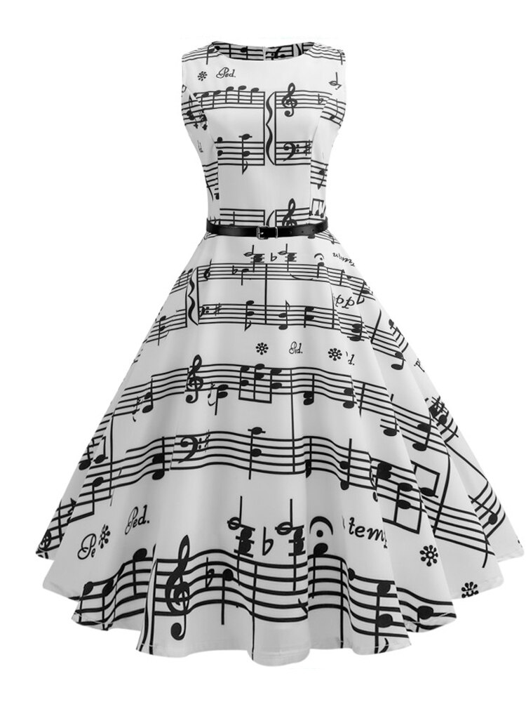 Summer Women Dresses Casual Floral Vintage 50 60s Robe Rockabilly Swing Pinup Vestidos O-Neck Party Dress Print Belts