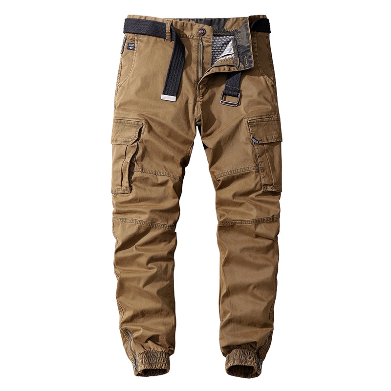 Men's Military Trousers Casual Cotton Solid Color Cargo Pants Men Outdoor Trekking Traveling Trousers Multi-Pockets Work Pants