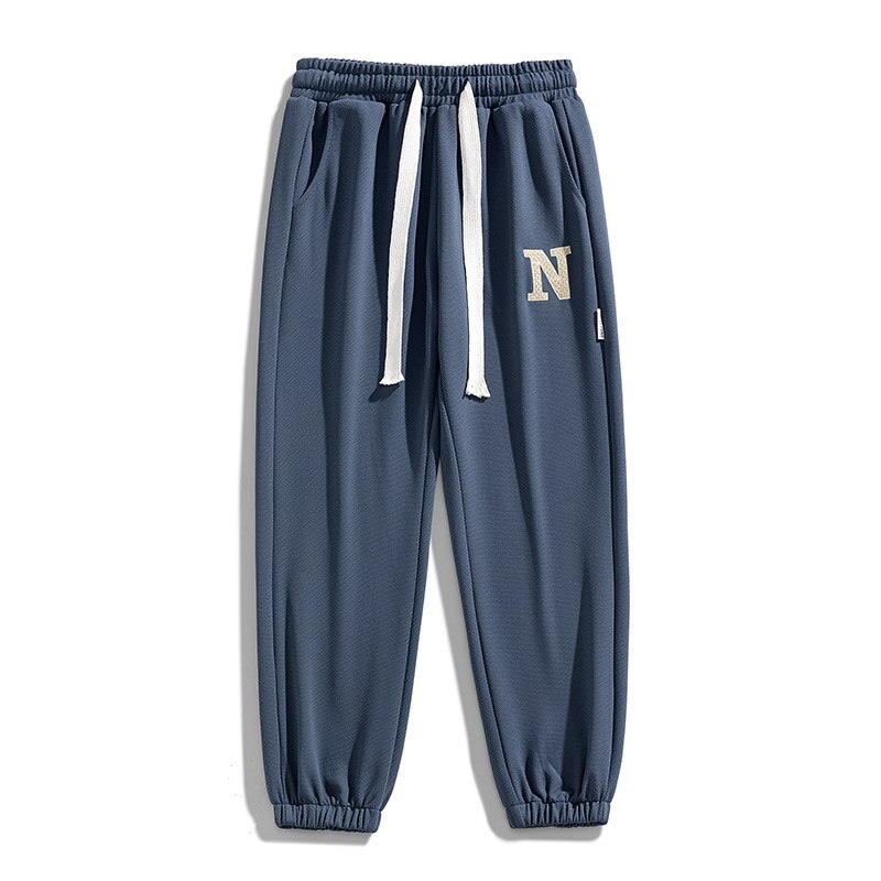 Men Spring Black Pant Drawstring Polyester Fiber Embroidery Casual Trousers Loose Jogging Pants High Street Harajuku Sweatpant