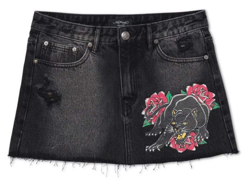 Skirts for Women Retro Gothic Print Denim Skirt Black Skirt Casual Hot Girl Sexy Mini Skirt Fashion New Street A Line Skirt