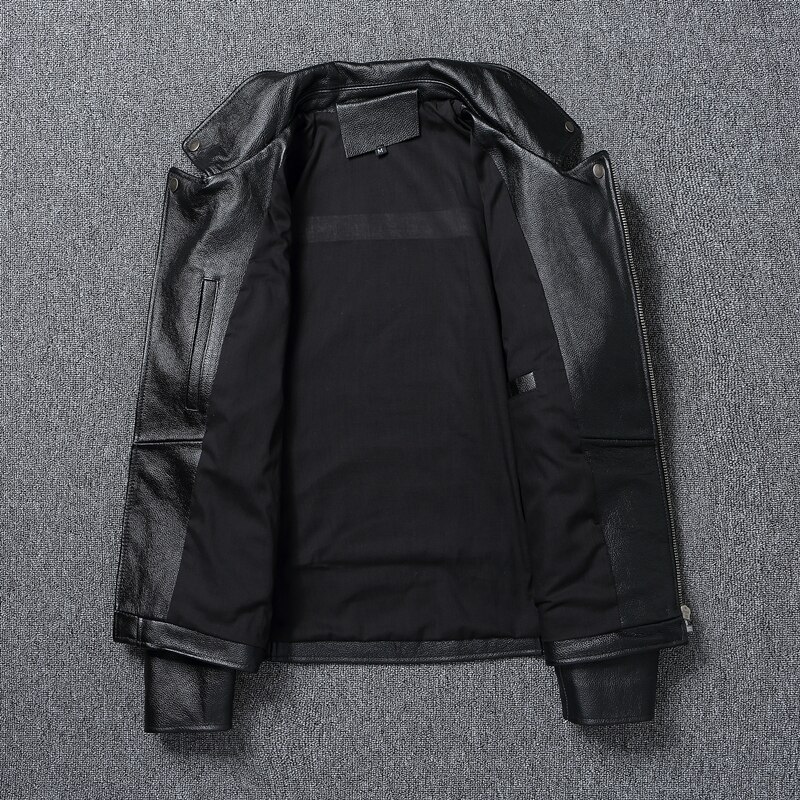 Men Leather Jacket Genuine Cow Biker Spring Autumn Motorcycle Jackets Mens Biker Coat �ܧ�اѧߧѧ� �ܧ���ܧ� �ާ�ا�ܧѧ�
