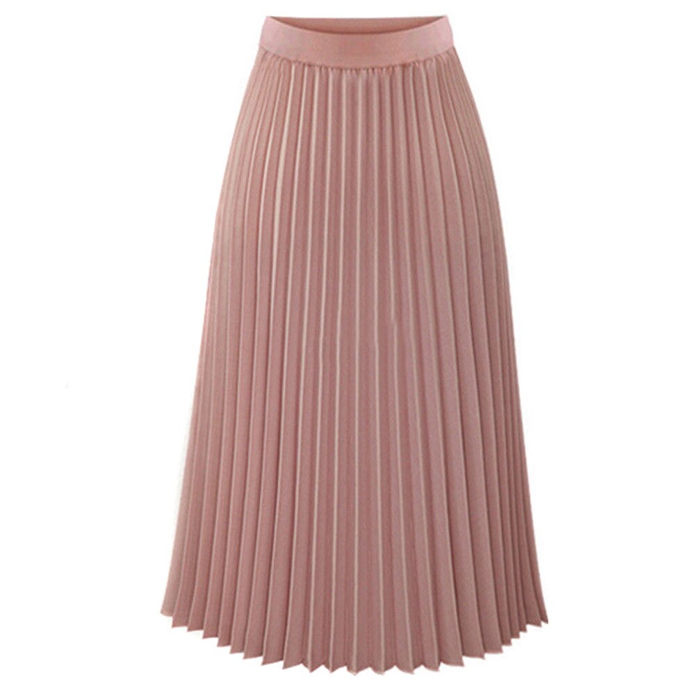 Vintage Skirts Womens 2021 Solid Pleated Pleated Black Skirt Elegant Midi Elastic Waist Maxi Skirt