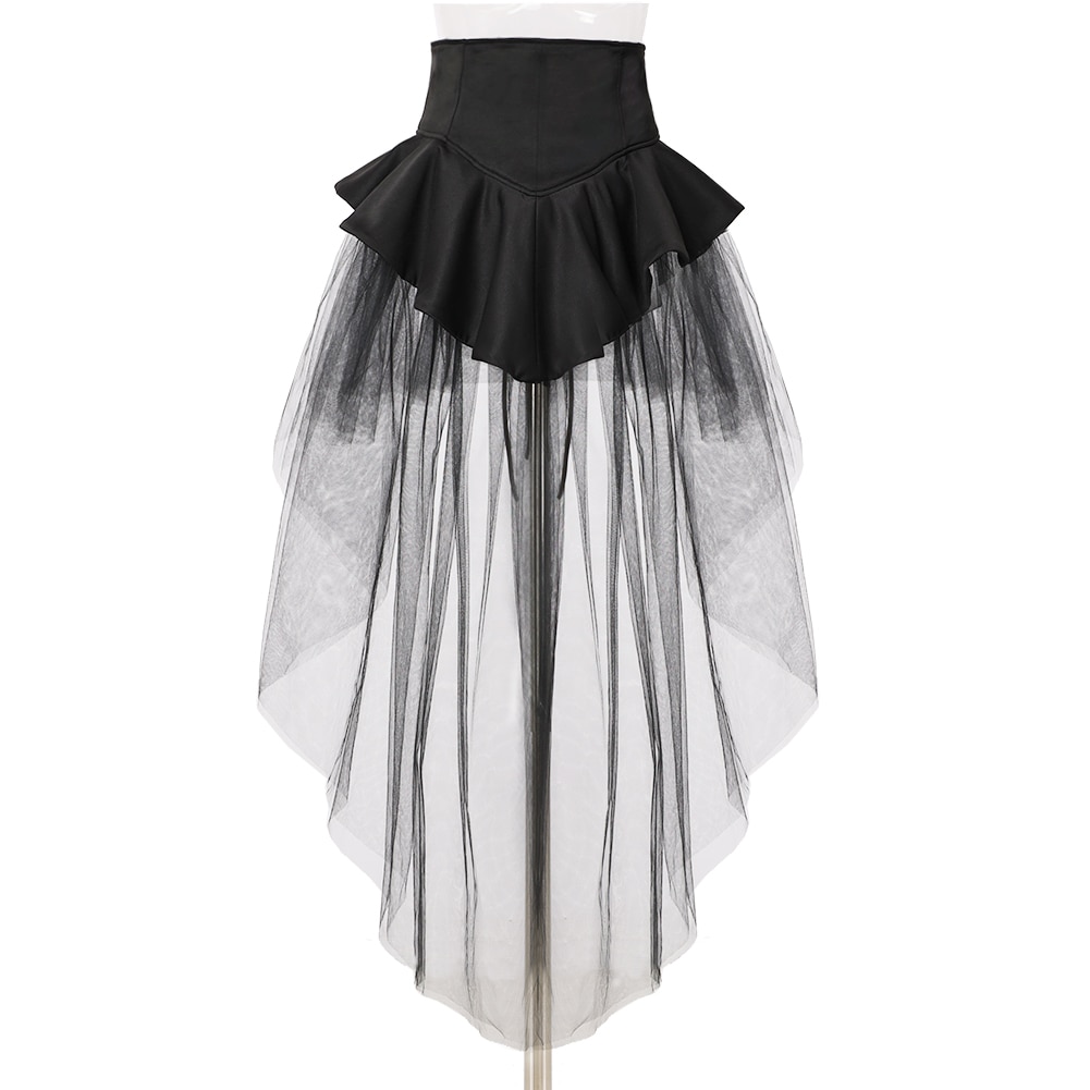 Women Gothic Punk Corset Skirt Irregular Steampunk Cocktail Mermaid Tulle Belt Skirts