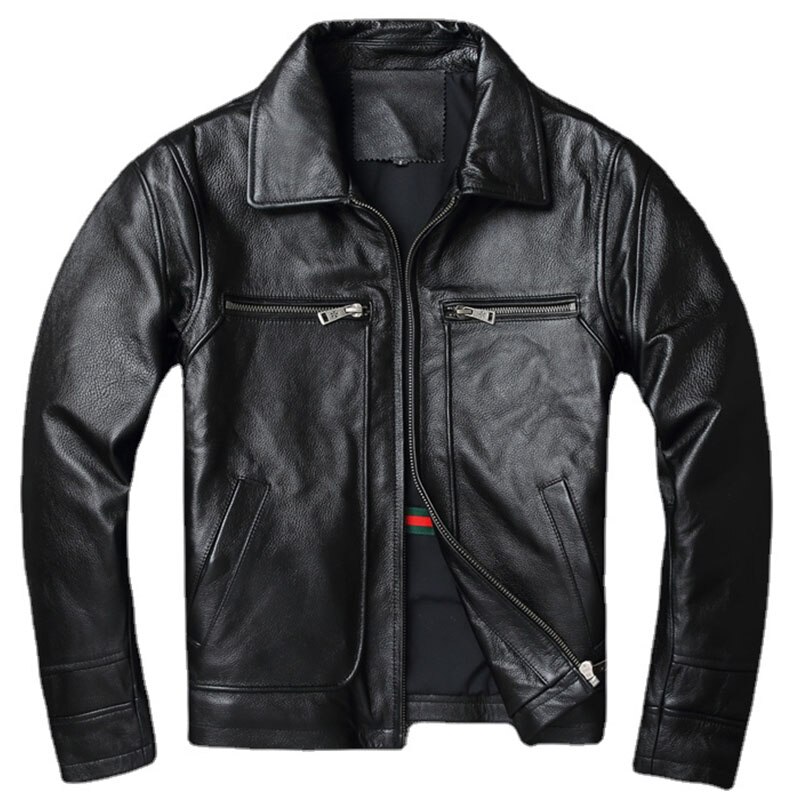 New Men Cowhide Coat Vintage Men Leather Jacket Genuine Leather Clothes Men's Winter Jacket Motorcycle Biker Jackets