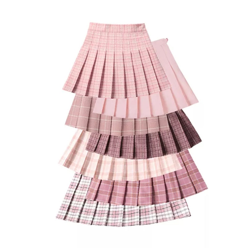 Summer Women Pleated Skirts High Waist Female Plaid Mini Skirt Sweet Cute Ladies Girls Dance Skirt Preppy Style Pleated Skirts