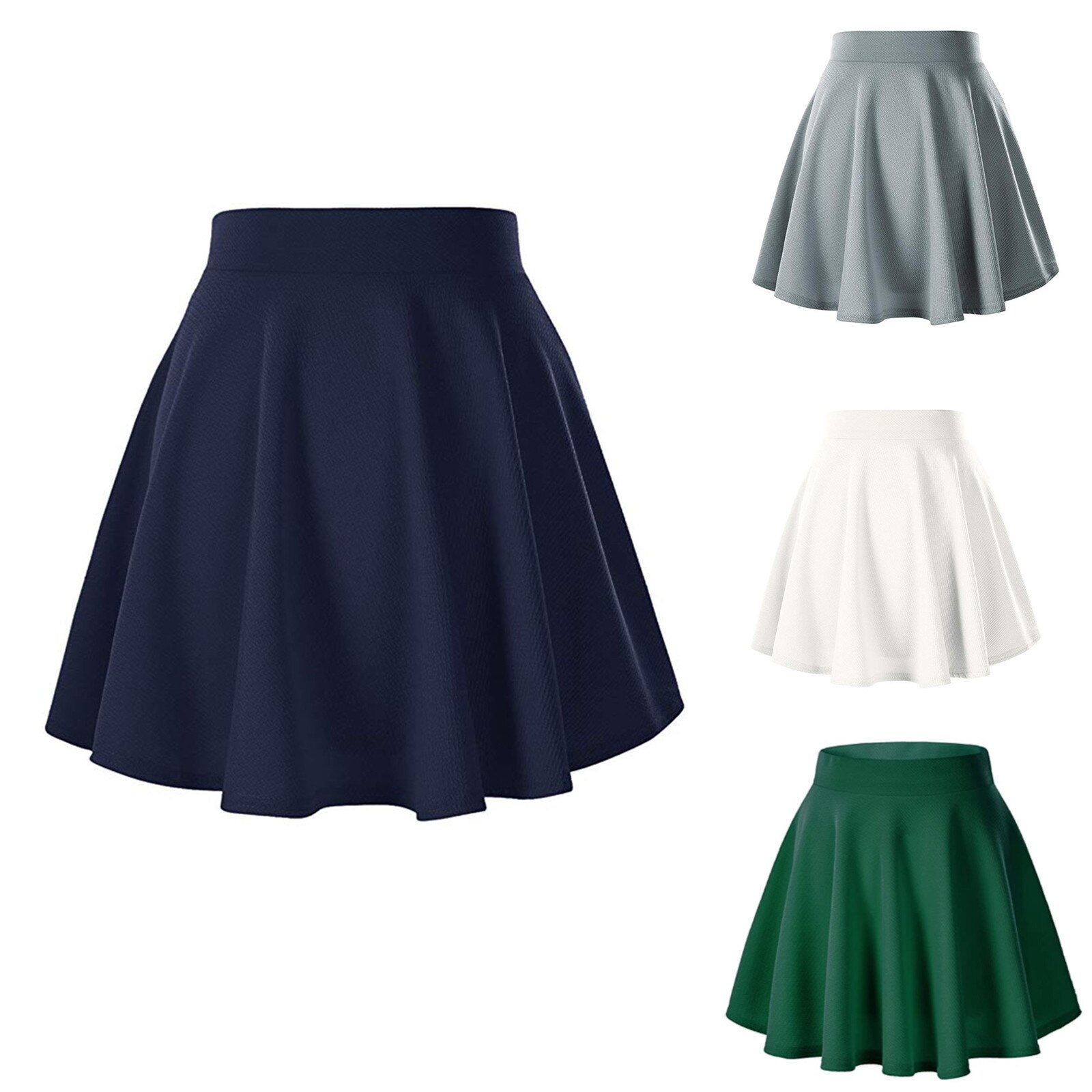 Women's Basic Versatile Stretchy Flared Casual Mini Skater Skirt Red Black Green Blue Short Skirt Plus Size 3xl Streetwear Skirt